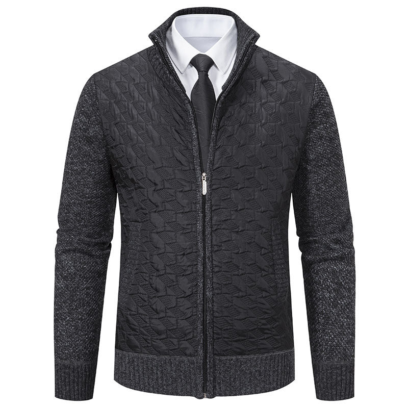 Herren elegante Hybridjacke mit Steppdesign und raffinierten Strickärmeln Drune