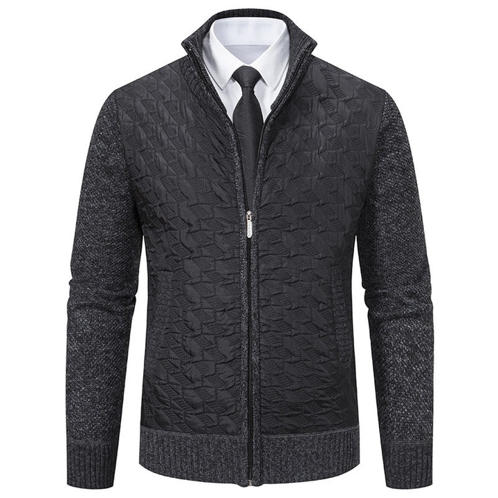Herren elegante Hybridjacke mit Steppdesign und raffinierten Strickärmeln Drune