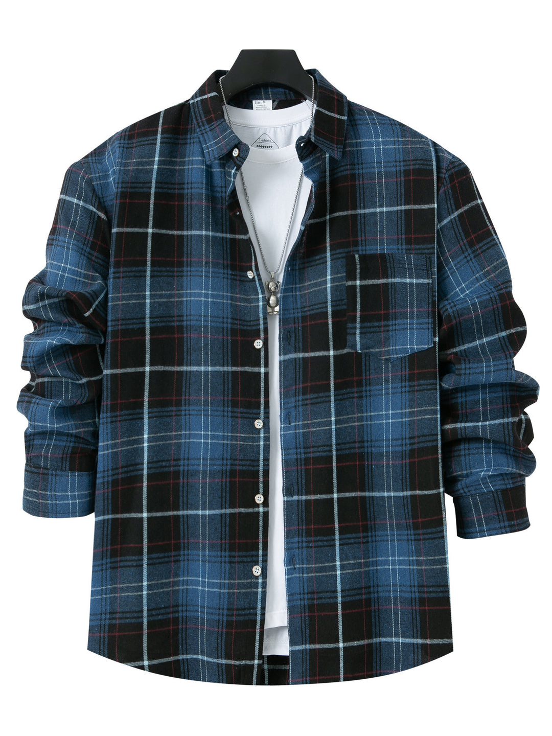 Herren gemustertes Flanellhemd mit praktischer Brusttasche und button-down Kragen Drune