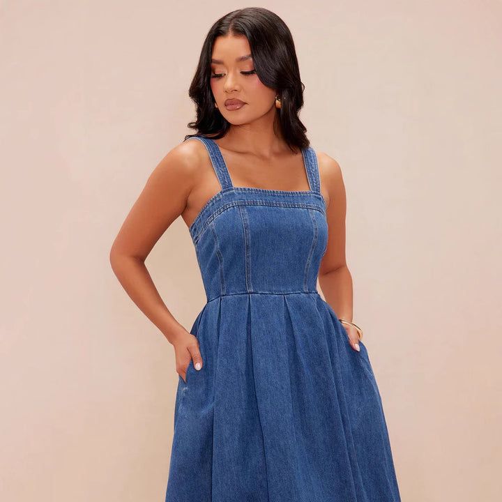 Damen Maxikleid mit schmalen Trägern und elegantem Schnitt Drune