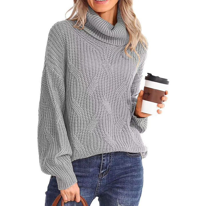 Damen Strickpullover mit hohem Kragen und strukturierter Maschenoptik Drune