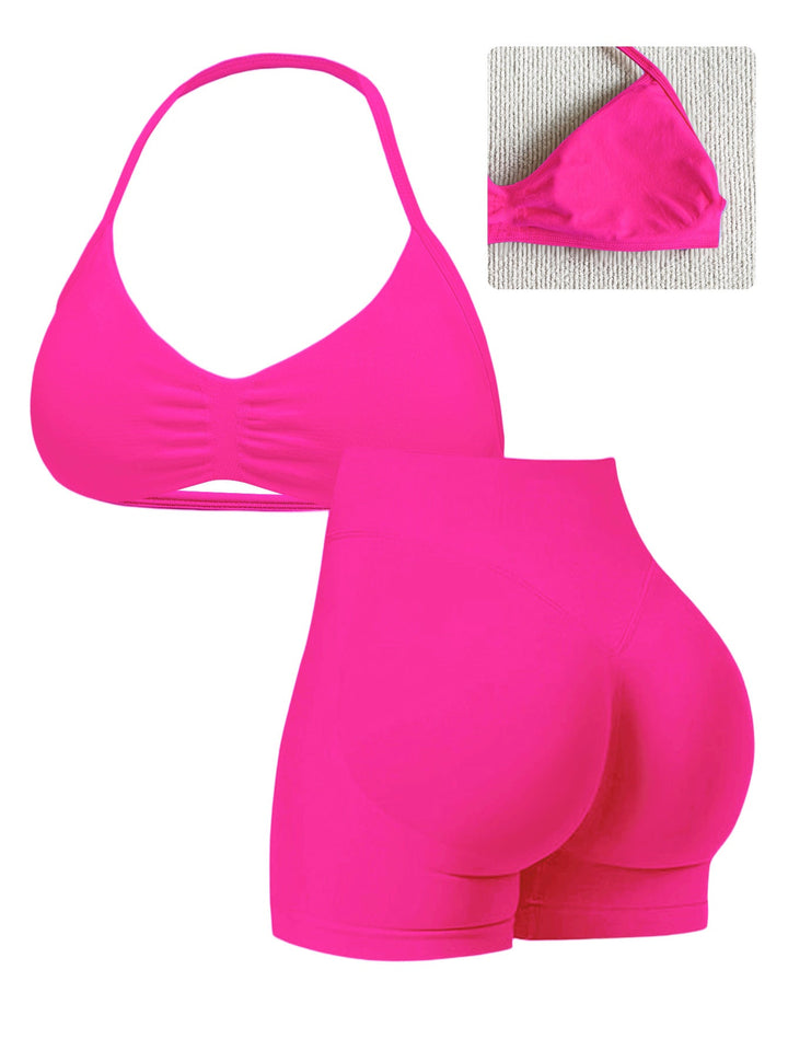 Damen Sport-Bikini-Oberteil mit hoch geschnittenen Shorts und nahtlosem Design Drune