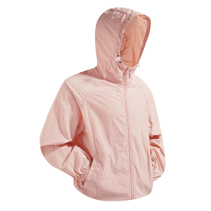 Unisex Leichte packbare Kapuzen‑Windjacke mit wasserabweisender Ripstop‑Hülle und verstellbarer Kapuze Drune