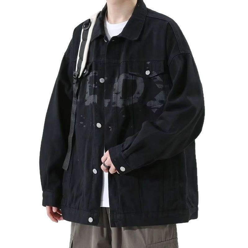 Herren Modische Denimjacke mit Brusttaschen Drune
