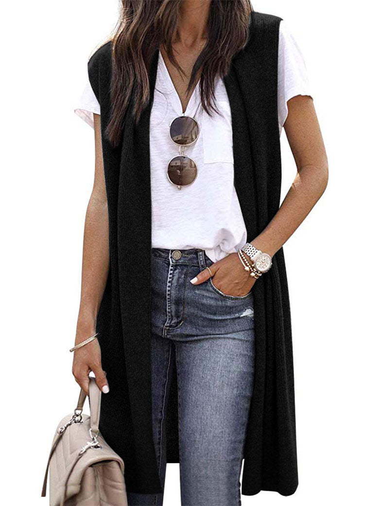Damen offene Strickjacke mit lässigem Schnitt und langen Seitenpartien Drune