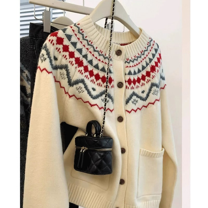 Damen Strickjacke mit traditionellem Muster Drune
