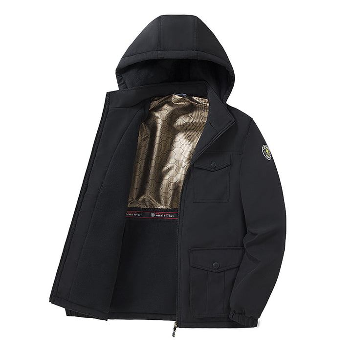 Herren Wasserdichter Thermo-Parka mit Fleece-Innenfutter und Kapuze Drune