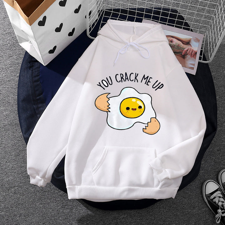 Damen nan lässiger Kapuzenpullover mit künstlerischem Mond‑und‑Pilzmotiv, weichem Fleecefutter und Kängurutasche Drune