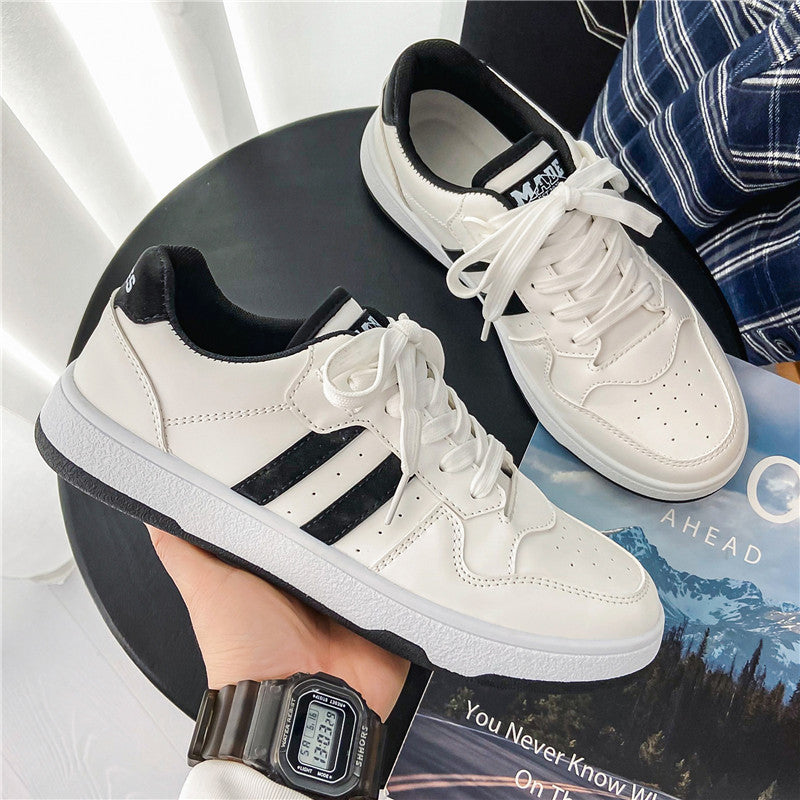 Unisex Klassische Low-Top Freizeit-Sneaker aus glattem Kunstleder mit gepolsterter Innensohle und robustem Cupsohlenprofil Drune