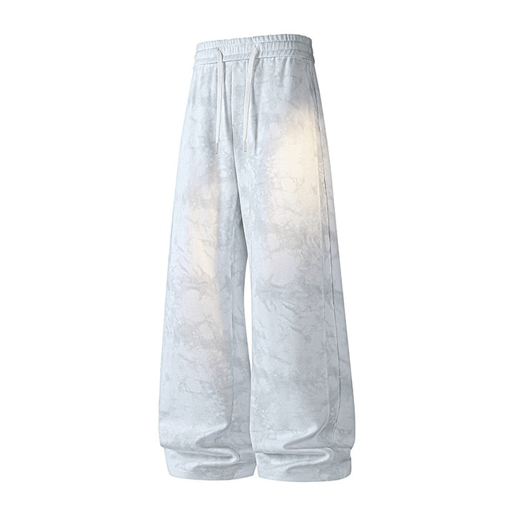 Damen Weite High-Waist Baggy-Sweathose mit Marmorier-Print, Kordelzug & elastischem Saum Drune