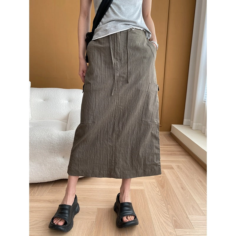 Damen Eleganter Maxirock mit praktischen Taschen Drune