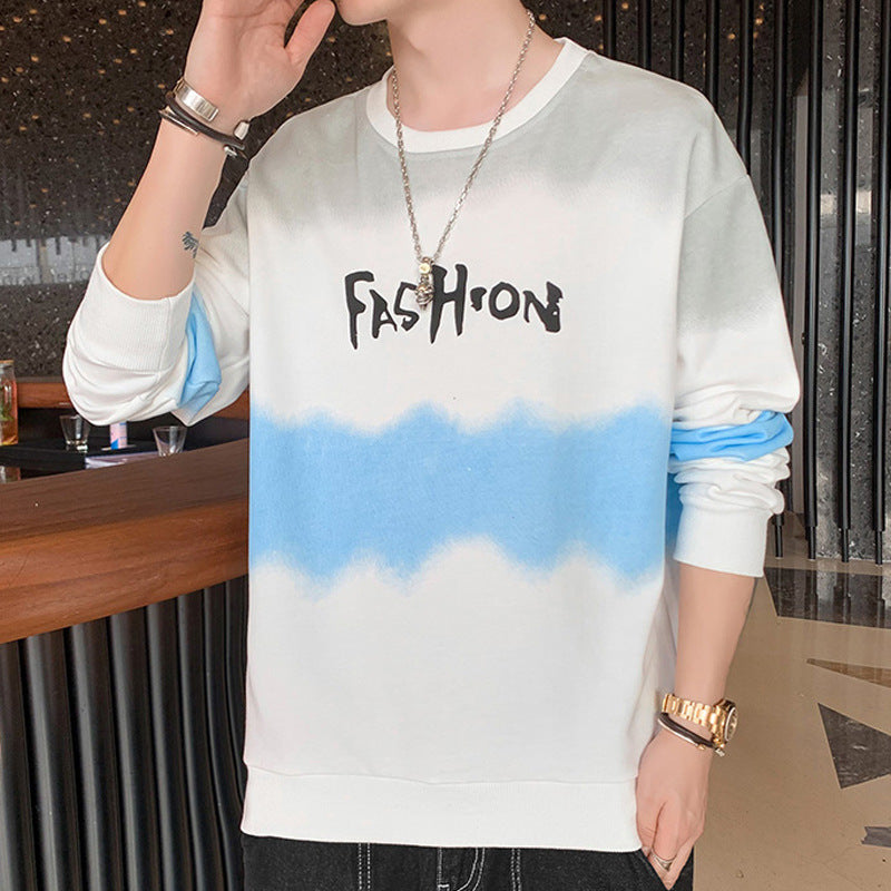 Herren Oversize Sweatshirt mit Batik-Effekt, Rundhals und Print Drune