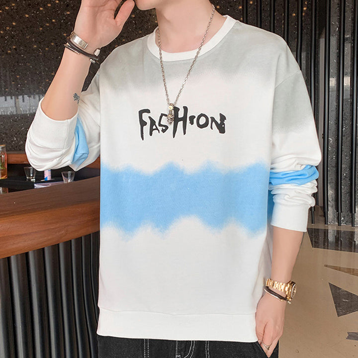 Herren Oversize Sweatshirt mit Batik-Effekt, Rundhals und Print Drune