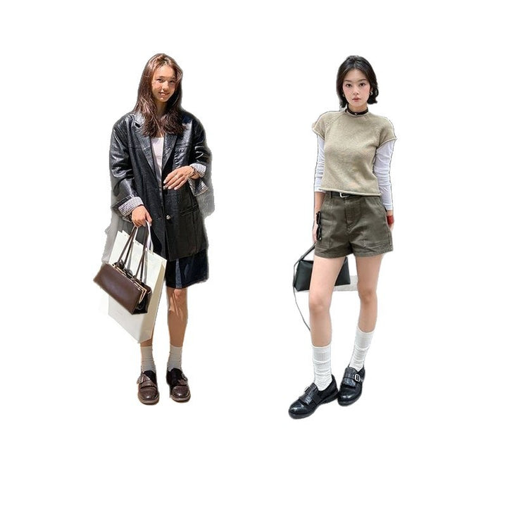 Damen Loafer im Brogue-Look mit Fransenkappe und verstellbarer Schnalle Drune