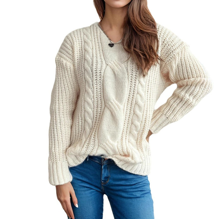 Damen Grobstrickpullover mit kreativem Zopfdesign und lässigem Schnitt Drune