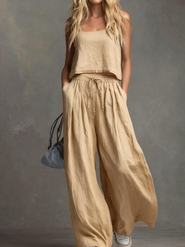 Damen Sommerliches Freizeit-Set mit weitem Oberteil und lässiger Hose Drune