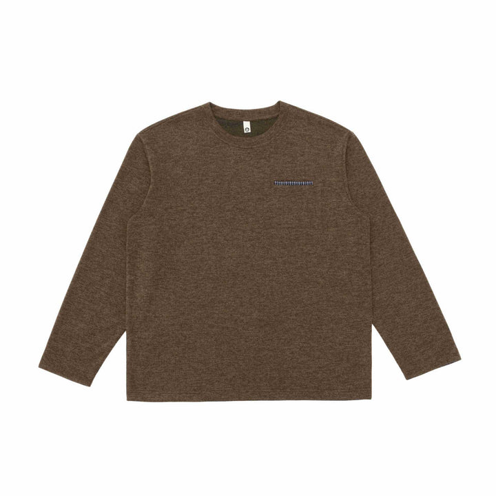 Unisex Oversize-Langarmshirt mit Rundhals und dekorativer Brustpaspel Drune