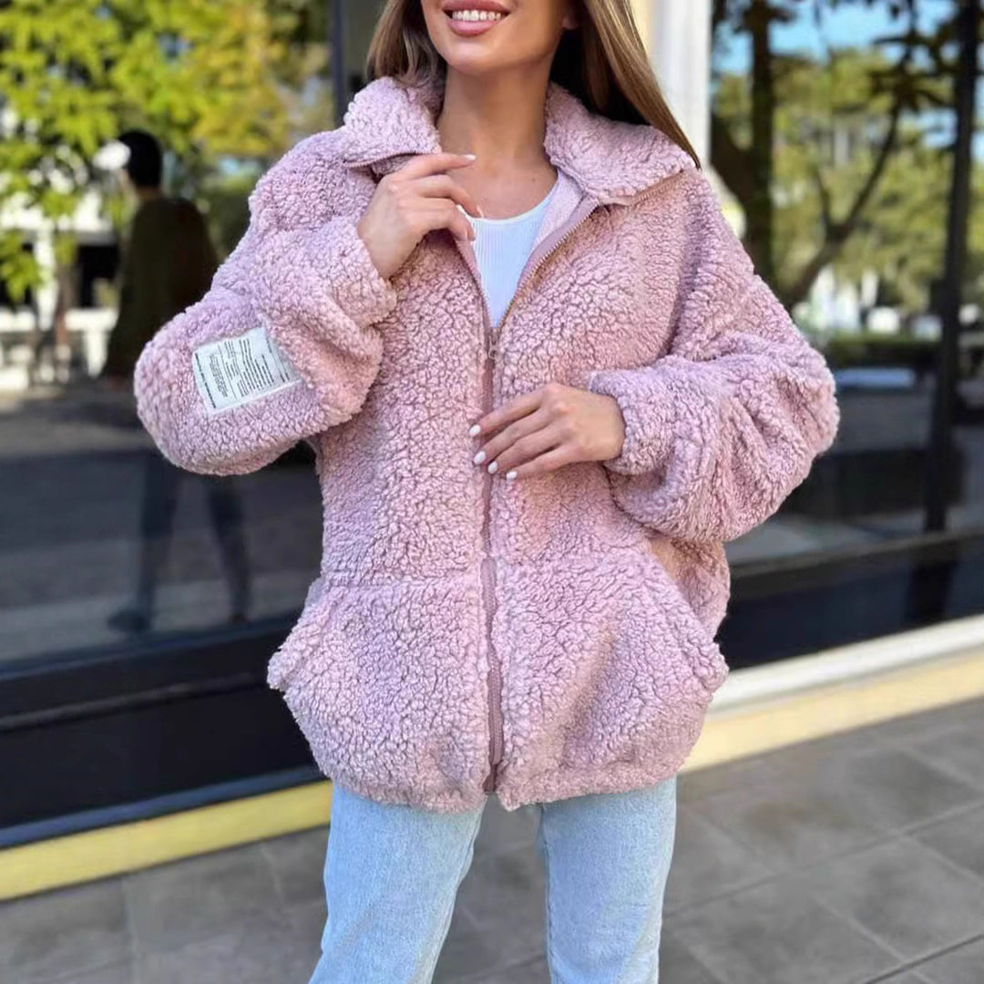 Damen Kuschelige Fleecejacke mit hohem Kragen und praktischen Taschen Drune