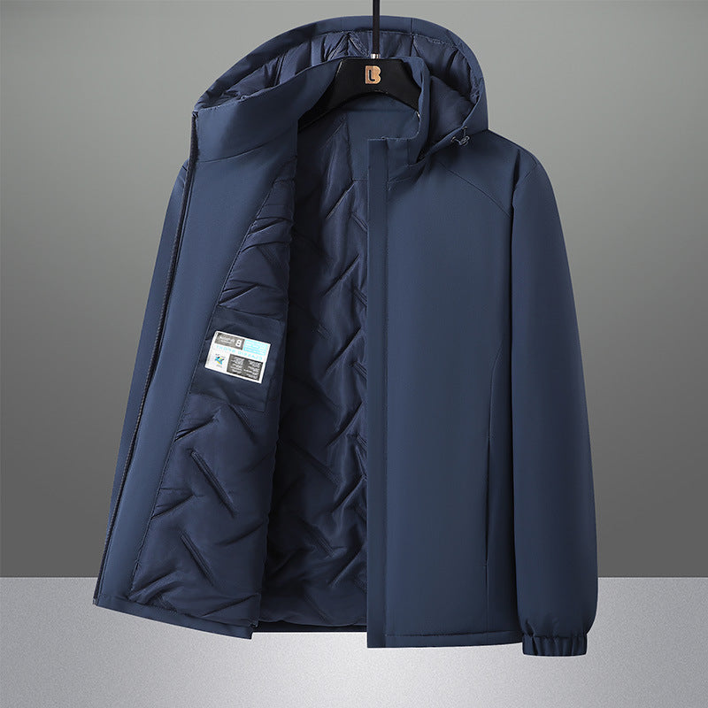 Herren wasserabweisender Urban-Softshell-Kapuzenblouson mit leicht wattierter Steppinnenlage, verdecktem Reißverschluss und elastischen Bündchen Drune