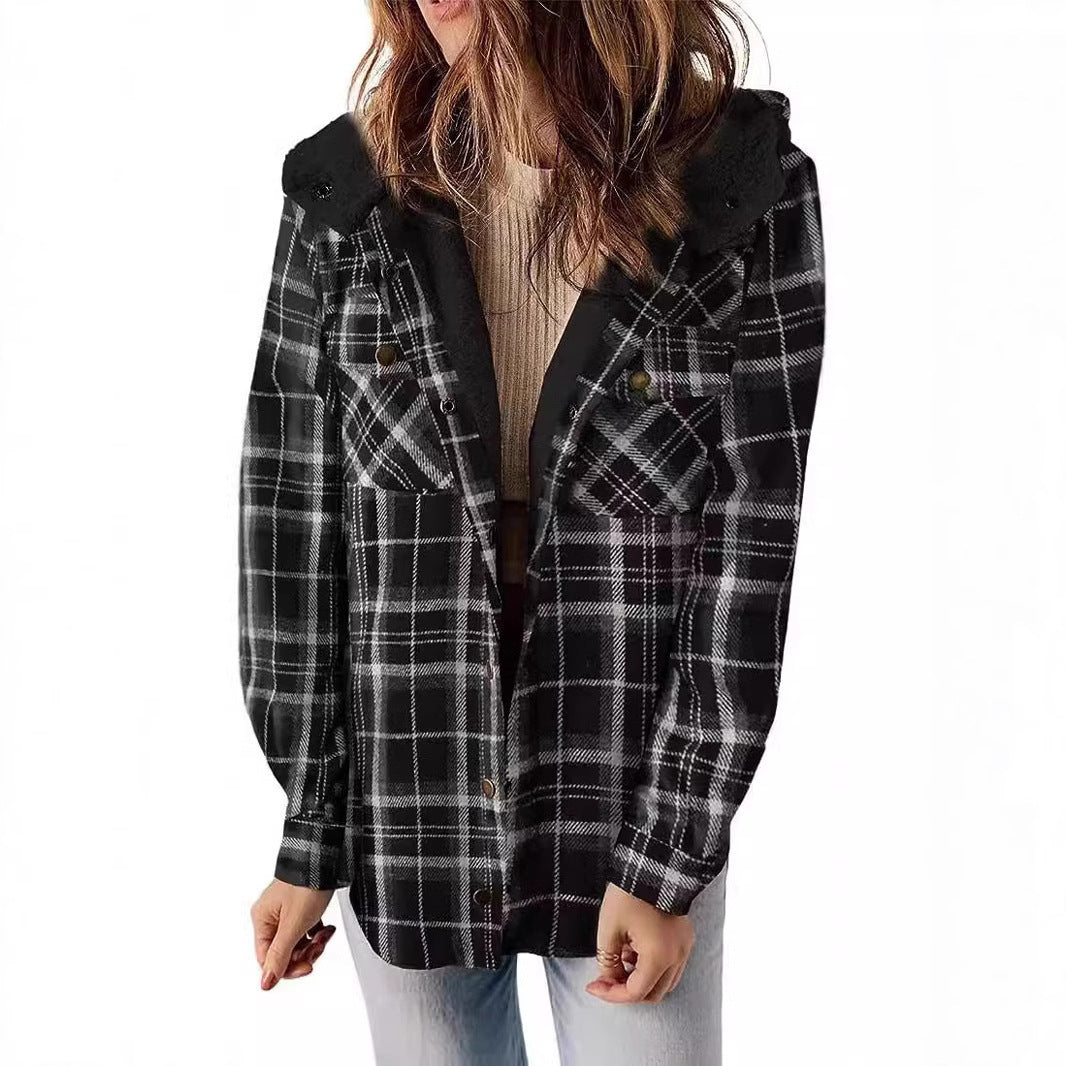 Damen Flanelljacke mit Fleecefutter Drune