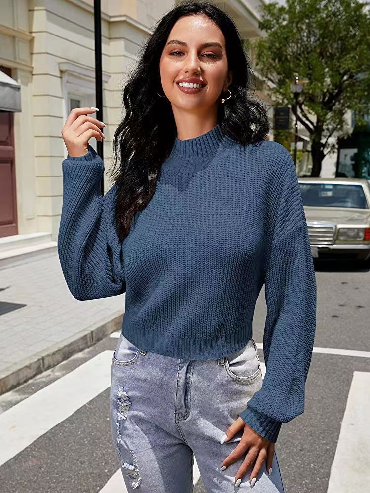 Damen Modischer Strickpullover mit weitem Ausschnitt Drune