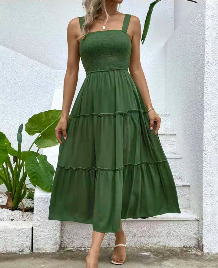 Damen Maxikleid mit elastischem Bustier und fließendem Rock Drune