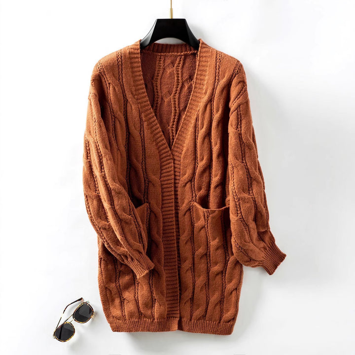 Damen Strickjacke mit V-Ausschnitt und praktischen Taschen Drune