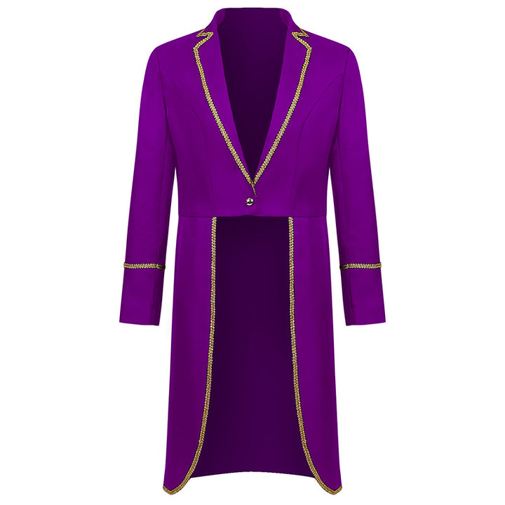 Damen nan langer taillierter Blazer-Mantel mit goldener Kettendetail und einreihigem Verschluss Drune