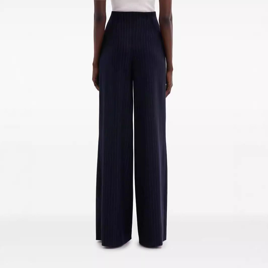 Damen Hochtaillierte Plissee‑Palazzohose mit weitem Bein Drune