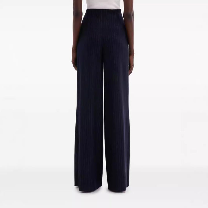 Damen Hochtaillierte Plissee‑Palazzohose mit weitem Bein Drune