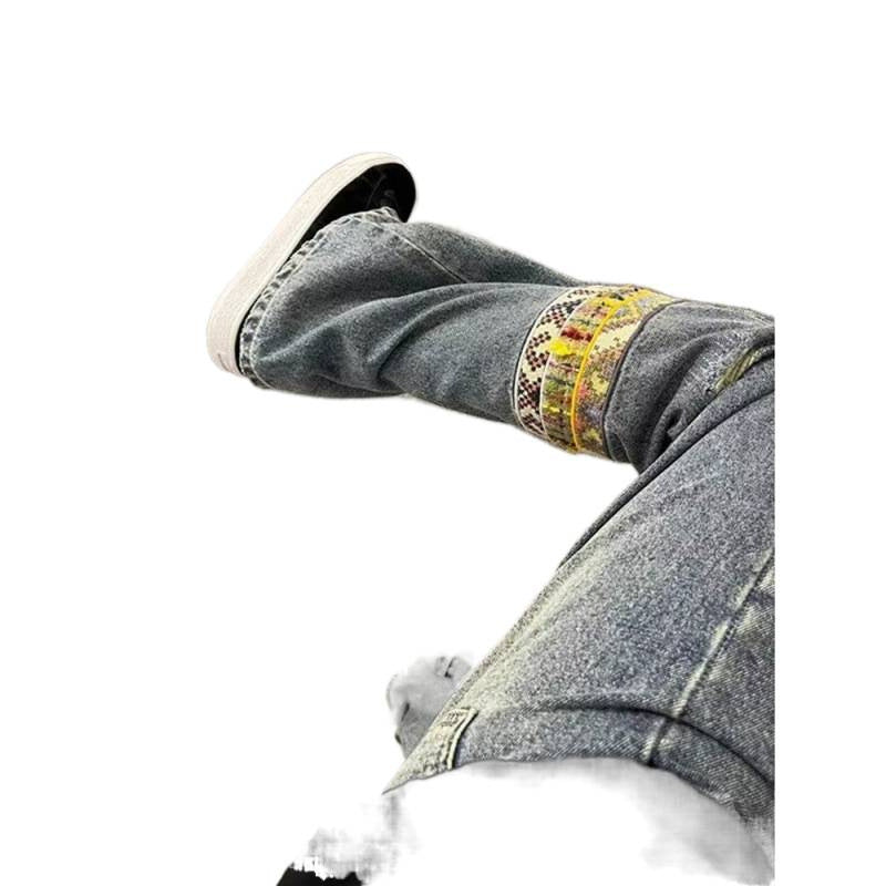 Herren modische und lässige Jeans mit kreativen Zierdetails Drune