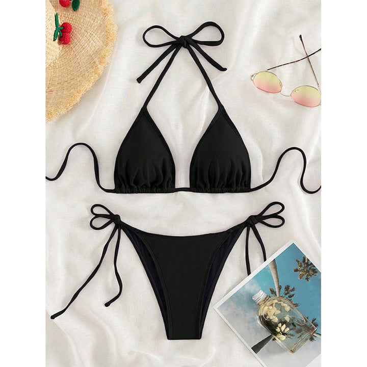 Damen Triangel-Bikini mit verstellbaren Bindebändern und seitlichen Schleifen Drune