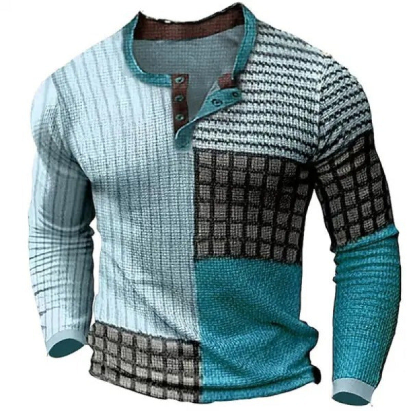 Herren Sportliches Langarmshirt mit Knopfleiste Drune