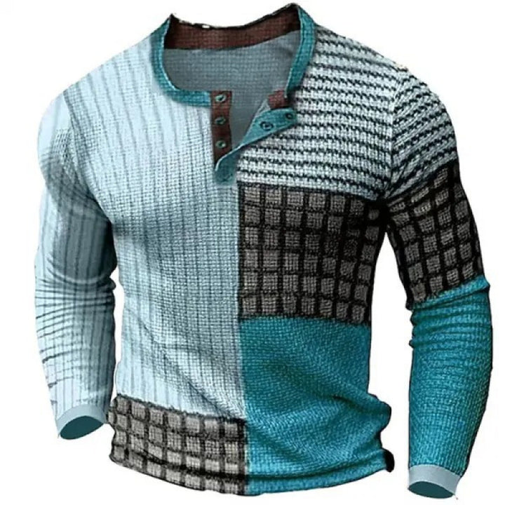 Herren Sportliches Langarmshirt mit Knopfleiste Drune