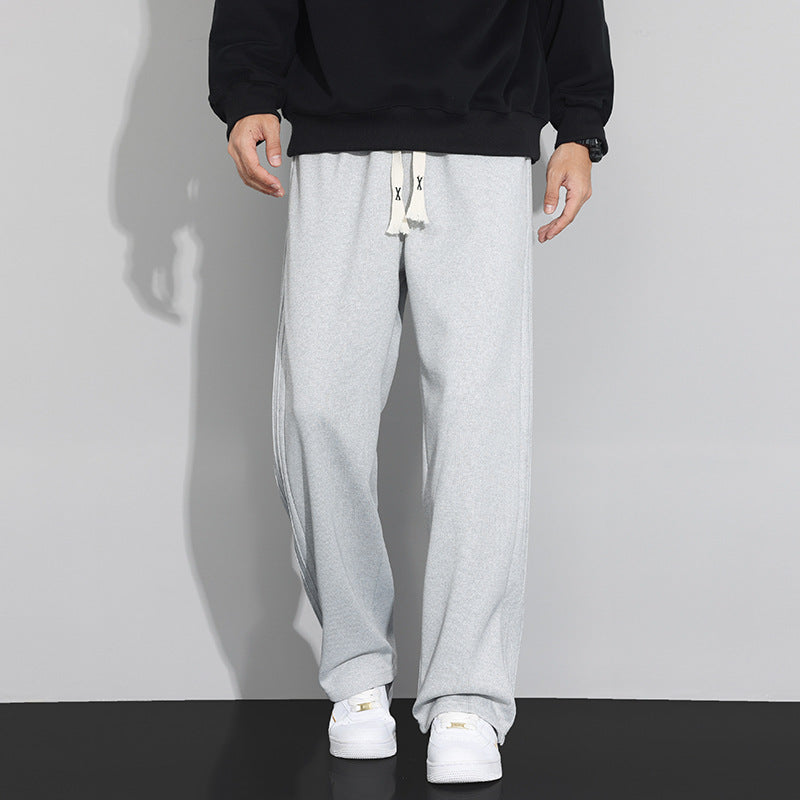 Herren Locker-weit geschnittene Lounge-Jogginghose mit Baumwoll-Fleece-Innenfutter und verstellbarem Kordelzug Drune
