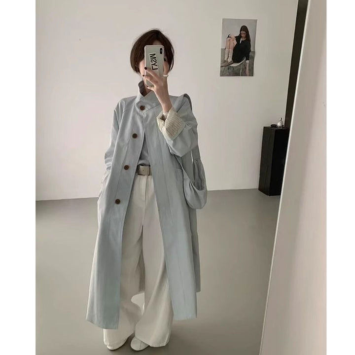 Damen eleganter Trenchcoat mit Knopfdetails und oversized Schnitt Drune