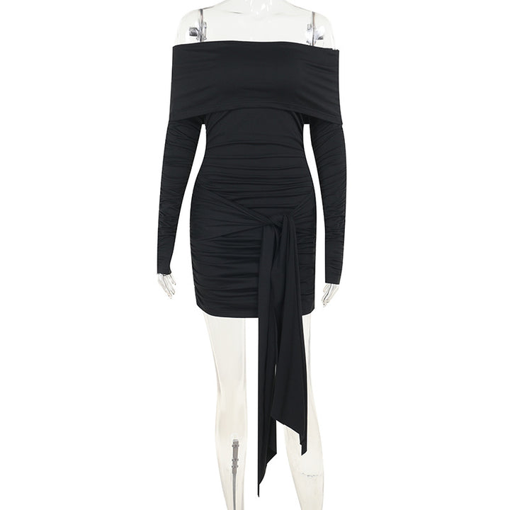 Damen Off-Shoulder Minikleid mit eleganter Raffung Drune