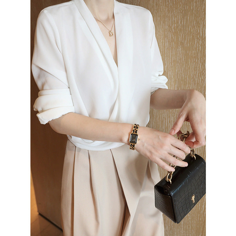 Damen Elegante Wickelbluse Drune