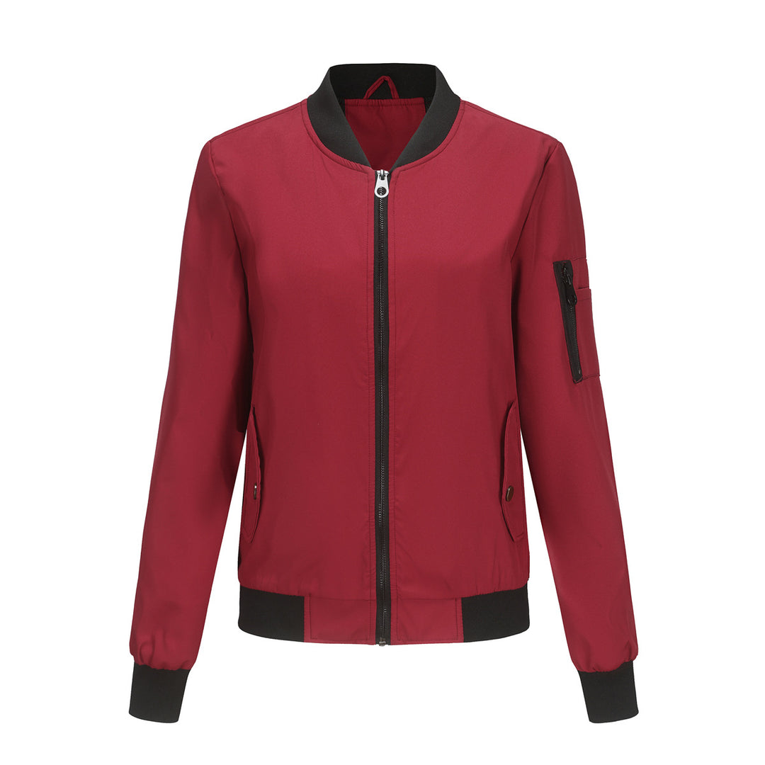 Damen modische Bomberjacke mit praktischen Reißverschlusstaschen und sportlichem Kragen Drune