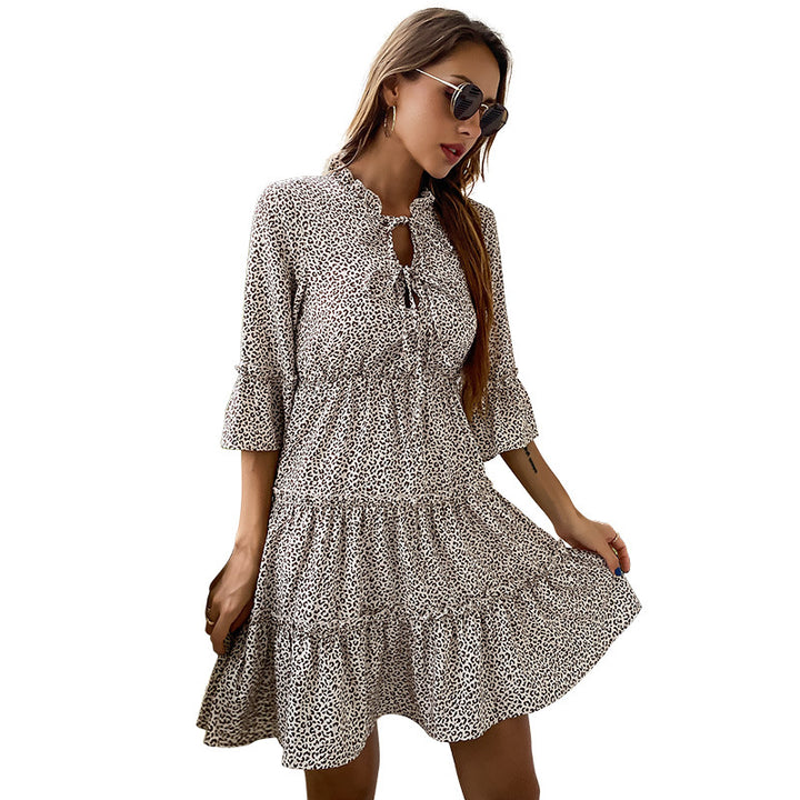 Damen Verspieltes Leo-Muster Sommerkleid Drune