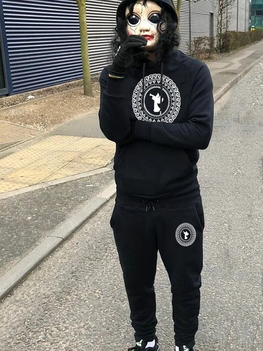 Herren sportliches Hoodie- und Jogginghose-Set mit kreativem Design Drune