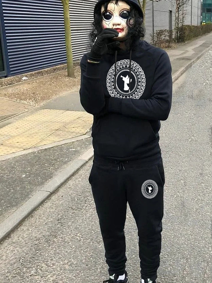 Herren sportliches Hoodie- und Jogginghose-Set mit kreativem Design Drune