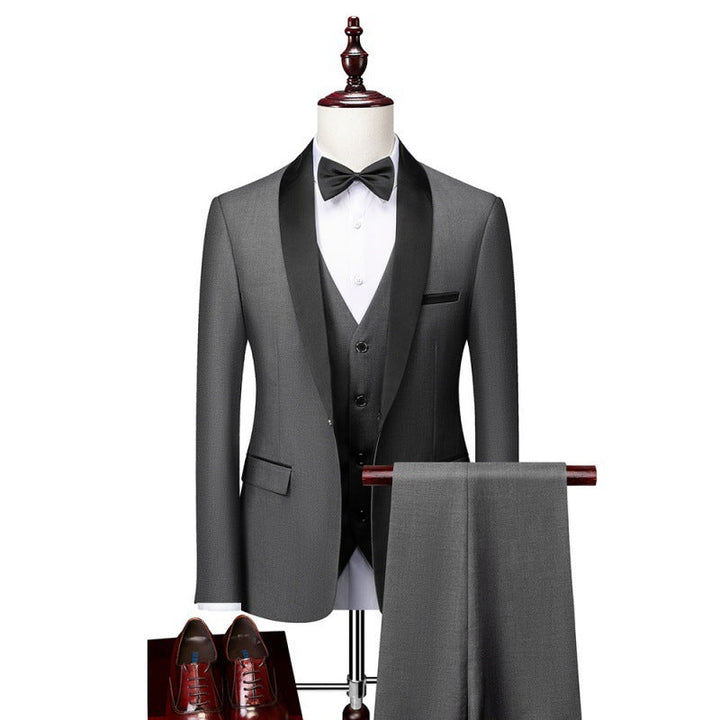 Herren nan dreiteiliges Smoking-Set mit Schalkragen, taillierter Weste und schlanker Passform Drune
