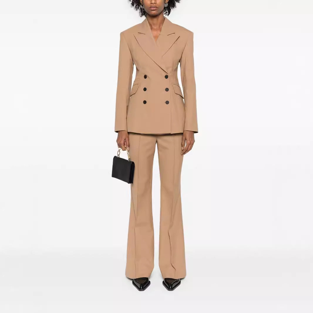 Damen Hochtaillierte ausgestellte Wollmix‑Tailoring‑Hose mit Bügelfalte Drune
