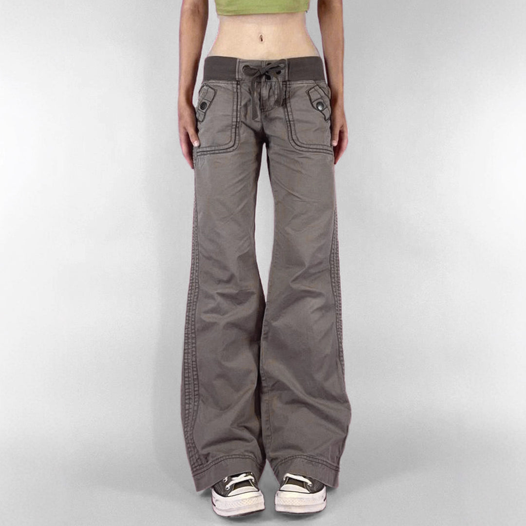 Damen lässige Flared Jeanshose mit hohem Bund und weitem Bein Drune