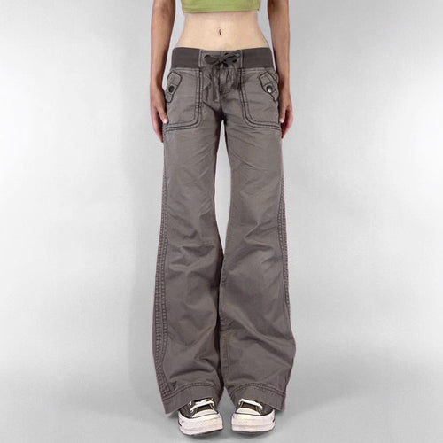 Damen lässige Flared Jeanshose mit hohem Bund und weitem Bein Drune