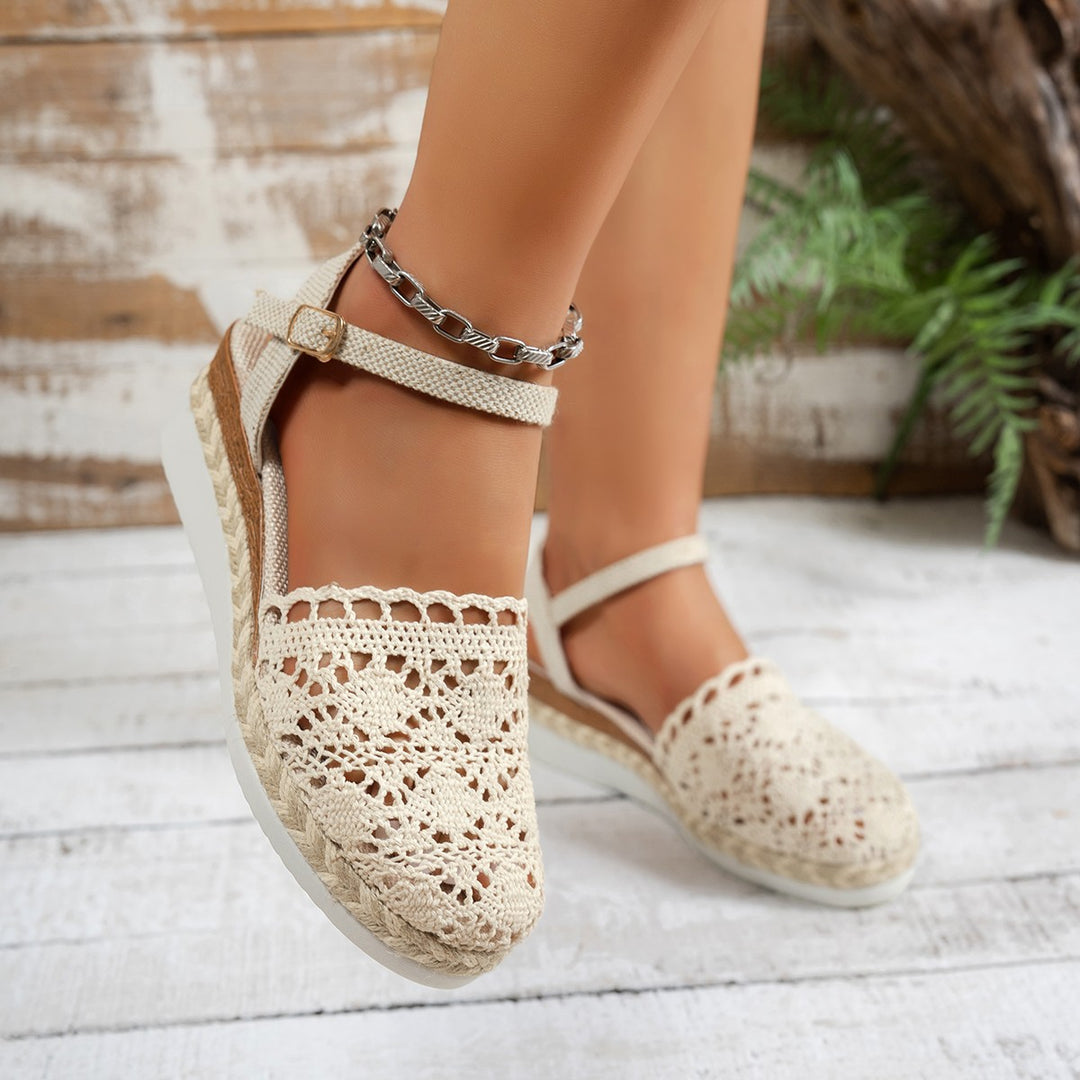 Damen Espadrilles mit raffiniertem Häkel-Design und rutschfester Sohle Drune