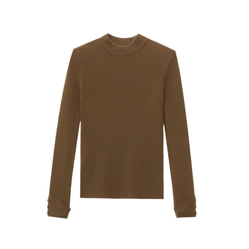 Damen figurbetontes Langarmshirt aus feinem Rippstrick Drune