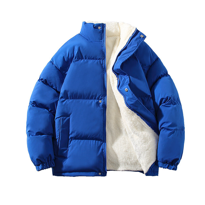 Herren nan gefütterte Winter-Steppjacke mit Teddyfutter, hohem Stehkragen und verdeckter Druckknopfleiste Drune