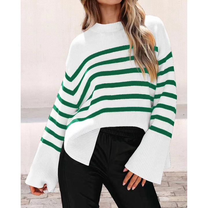 Damen modischer Oversized-Pullover mit Streifenmuster Drune